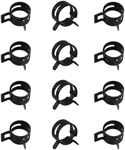 100pcs 0.91" ID Constant Tension Band Hose Clamps, 23mm Spring Band Type Action Hose Clamp Manganese Steel Fuel Line Clamp Low Pressure Air Clip Clamp for Fuel Hose Line Water Pipe Air Tube black