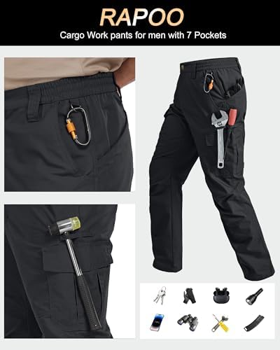 Mens Cargo Pants Ripstop Breathable Tactical Hiking Pants with 7 Pockets
