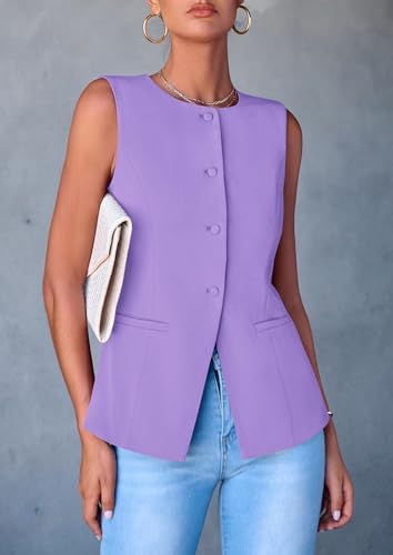 PRETTYGARDEN Women Tailored Suit Vest Business Casual Tops