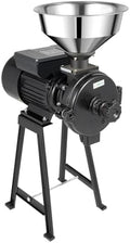 Electric Mill Grinder, 1500W Grain Milling Machine, 110V1400r/m Commercial 9.64Inch Stud Length 5.9Inches Cast Steel Abrasive Disc Dry Items Grinding w/Stainless Steel Funnel, Capacitor Box, Black