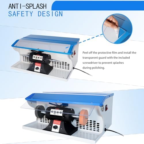 110V 800W Jewelry Polisher Machine, Jewelry Polisher Bench Buffer with Integrated Dust Collector, Exhaust Fan, Work Light and Motor Housing