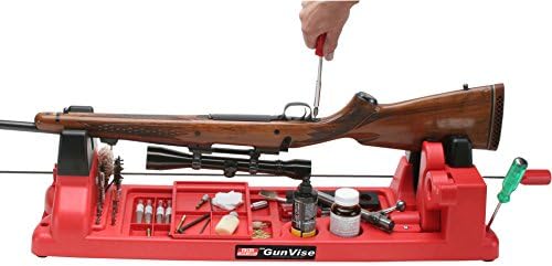MTM GV30 Gun Vise for Gunsmithing work and Cleaning Kit, Free Standing, 11 Compartments, USA Made, Red