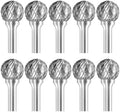 SD-5 Tungsten Carbide Burr Rotary File Ball Shape Double Cut with 1/4''Shank for Die Grinder Drill Bit - 10Pcs
