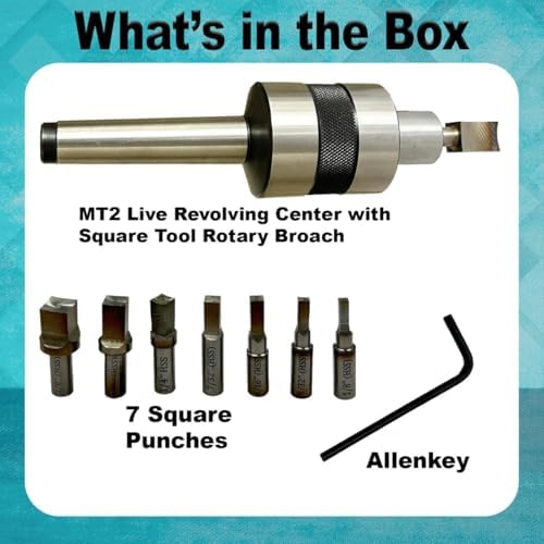 MT2 Rotary Broach Tool Holder with Square Broach Set (Imperial) – Manual Offset Design, Tailstock Angle Required, Complete Kit