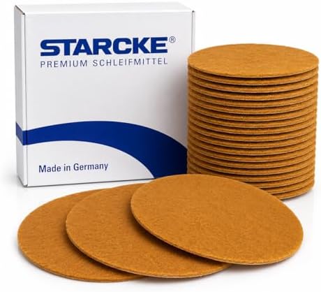 Starcke Premium 6 Inch Non Woven Surface Conditioning Discs - for Dry Sanding Countertops, Auto Body Repair, Marine, Paint, Plastics, Metal and Fiberglass (Gold, 25 Pack)