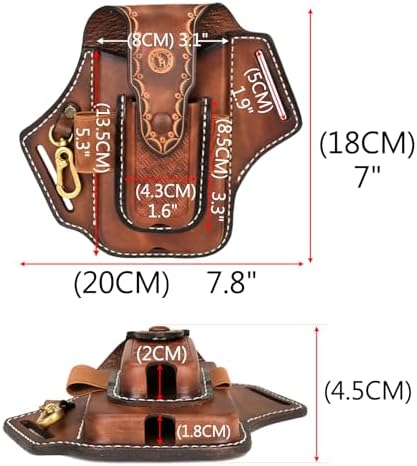 Leather Cell Phone Holster Case Multitool Sheath Flashlight Belt Pen Holder