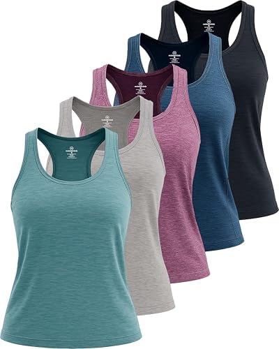 5 Pack Women's Dry Fit Tank Tops Sleeveless Athletic Workout Gym Yoga