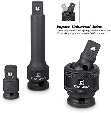 Capri Tools 3/8-Inch Drive Master Impact Socket Set with Adapters and Extensions, Premium Chrome Molybdenum Steel, 48-Piece