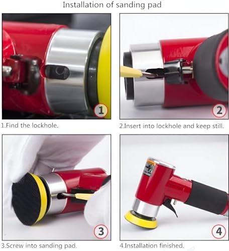 2 3-inch Mini Orbital Sander da sander Air Dual Action Sander Air Polisher Super Smooth and Swirl Freely for Auto Body Work (RED)