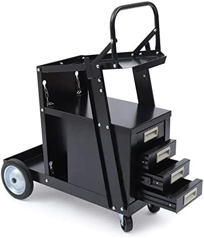 Rolling Welding Cart with Wheels, 4 Drawers Cabinet Welding Welder Cart Plasma Cutter Tank Storage for MIG TIG ARC Welder and Plasma Cutter Tank, 176.37lbs Load Capacity, 27.56*14.96*33.86''