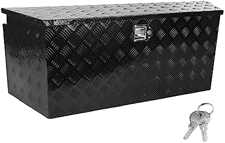 BLACKHORSE-RACING 48.8 Inch Aluminum Trailer Tongue Box Truck Tool Box with Lock & Keys Black - Secure Storage Solution for Your Vehicle