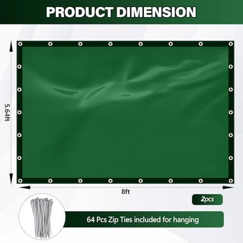 2 Pack Green 6 x 8 ft Welding Curtain Screen with Fixed Belt