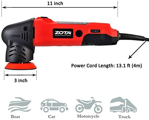 ZOTA Orbital Polisher - 3" Dual Action Mini Polisher Kit with 13.1 ft Cord for Car Detailing