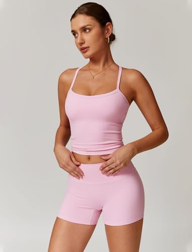 QBGJTD Two Piece Workout Sets For Women Tank Top Matching High Waist Booty Lifting Shorts Gym Yoga Active Wear Outfits