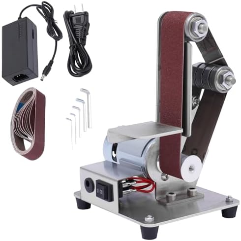 Mini Belt Sander, 7 Adjustable Speed Vertical Electric Grinding Sanding Machine, Handcraft System Bench Grinder Polisher Buffer