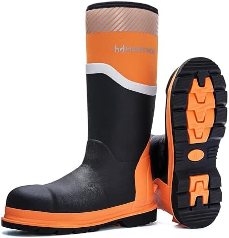 Hunthor Steel Toe Work Boots for Men, Puncture-proof & Waterproof Rubber