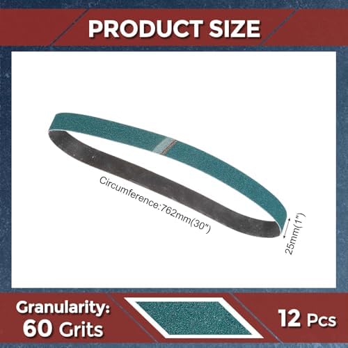 12 Pcs Sanding Belts 1 x 30 Inch 60 Grit Zirconia