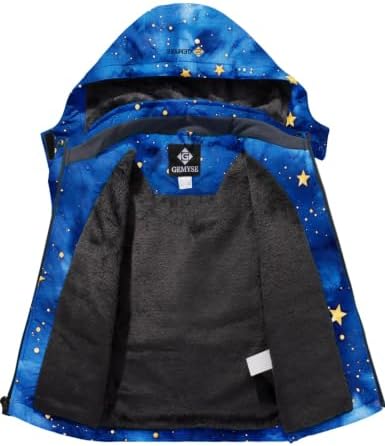 GEMYSE Boy's Waterproof Ski Snow Jacket Fleece Kids Winter Coat with Hood