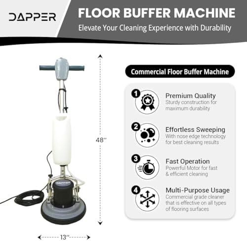 13" Heavy-duty Multi-Functional Floor Buffer Polisher Machine - Clean, Buff, Scrubb and Polish with Ease! Ideal for Carpets Too! Includes Optional Solution Tank, 2 Brushes and 3 Scouring Pads