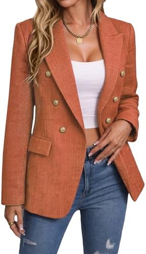 Mina Self 2026 Women's Fall Tweed Blazer Plaid Jacket Business Casual Coat
