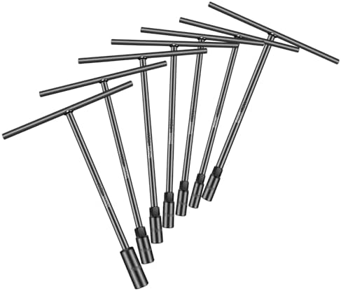 T-Handle Socket Wrench Set, 7PCS Metric Handle Wrenches - 6, 8, 10, 11, 12, 13, 14mm, 6-Point Hex Socket Lug Wrench for Motorcycle Car Bicycle Repair, Chrome Vanadium Steel
