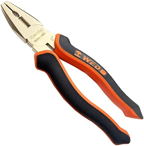 WEDO Non-Sparking Lineman's Pliers 10", Spark-free Safety Side Cutter Linemans Pliers, Combination Pliers, Wire Stripper, Crimper, Cutter, DIN Standard, BAM & FM Certificate, Aluminum Bronze