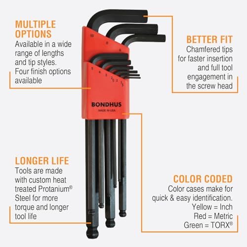 Bondhus 14132 Triple-Pack of .050 to 3/8-Inch Ball End Hex, 1.5 to 10-mm Ball End Hex and Star Fold-Up T6 - T25