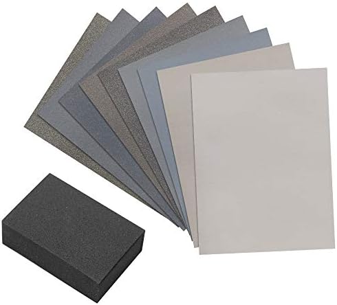 Micro-Mesh 9 Sanding Sheet Introductory Woodworkers Kit with a 2 inch by 3 inch Foam Sanding Block