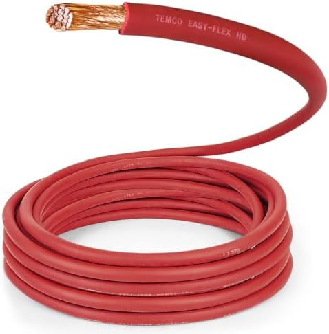 TEMCo 3/0 Gauge AWG 30 Ft Red Flexible Pure Copper Made in USA Welding Cable Battery Wire - Heavy Duty Solar, Inverter, Car, RV, Truck