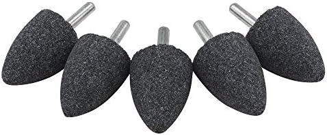 5Pc 1/4" Shank Brown Corundum Grinding Head Cone Shaped Grinding Wheel Abrasive Mounted Grinding Point Stone Rotary Tools Deburring Polishing - Diameter:30mm