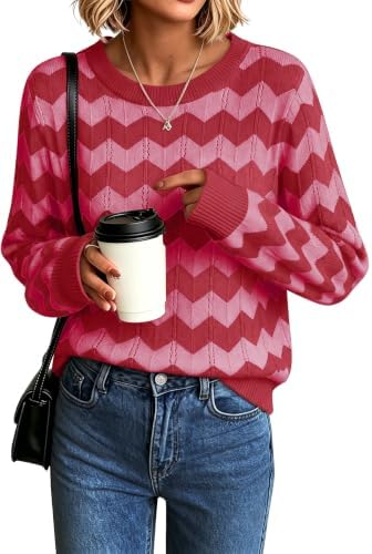 Womens Sweaters Crew Neck Long Sleeve Casual Fall Outfits Fashion Clothing