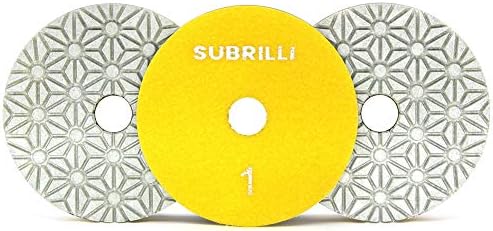 Dry/Wet 3 Step Diamond Polishing Pads 4" Sanding Discs Grit 1 for Granite Marble Concrete (3-Pcs)