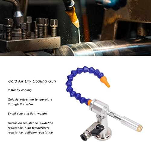 Diydeg Cold Air Dry Cooling Gun, 7 Bar 520Btu Cold Air Gun with Flexible Tube, Aluminum Alloy Dry Cooling Airflow Machine for Milling Drill, Welding (08 Miniature + Magnetic Base)