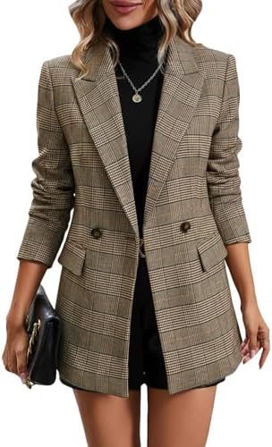 Mina Self 2026 Women's Fall Plaid Blazer Houndstooth Jacket Business Casual