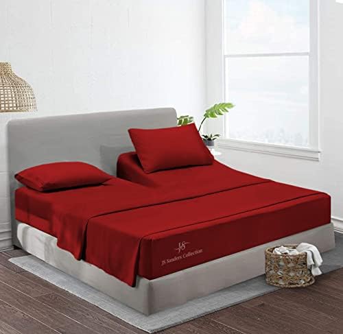 JS Sanders Collection Split Head Sheet Set Cal. King Size,Burgundy
