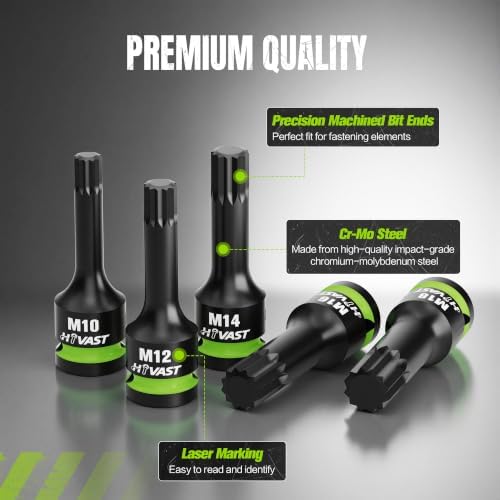 8-Piece Impact XZN Triple Square Bit Socket Set, 1/2" Drive | Cr-Mo Steel, M5-M18, Professional Grade for VW Audi, High Torque Performance