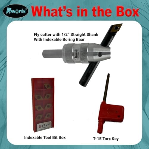 New Developed Fly Cutter with 1/2" (12.7 mm) Straight Shank & Indexable Boring Bar – Includes 10 PCS DCMT 11T304 Inserts,Plastic Case | Perfect for Facing & Boring | Watch Video for Details