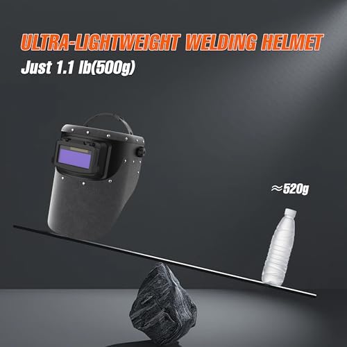 SHINE Leather Auto Darkening Welding Helmet, 1/1/1/2 True Color Flip-up Welding Mask,2x4 1/4 Variable Shade 4/9-13 Welding Hood