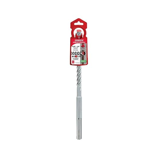 Diablo Rebar Demon SDS-Max 4-Cutter Full Carbide Head Hammer Drill Bit with Tri-Metal Fusion Welding - 5/8" Diameter, 13" Length, 8" Working Length - DMAMX1090