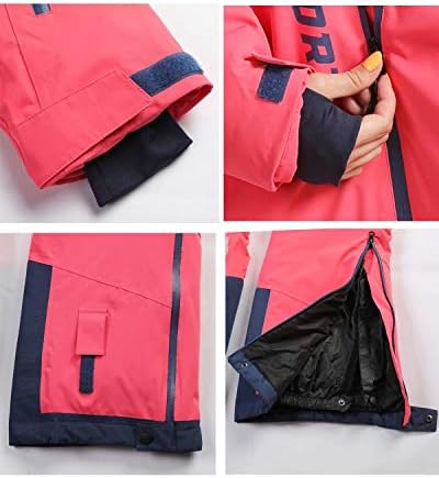 Women One Pieces Ski Suits Waterproof Warm Insulated Ski Jumpsuit Removable Hood Snowsuit for Snow Sport