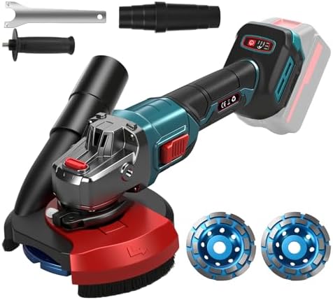 5 Inch Concrete Surface Grinder for Makita 18V Battery (No Battery), Brushless Concrete Surface Planer with Dust Extraction Shroud and Auxiliary Handles, 1000W 9000 RPM, 3-speed Adjustment