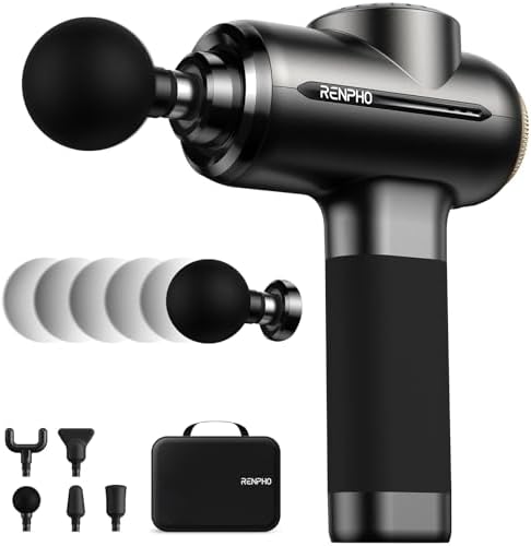 RENPHO Active Evo Massage Gun, Gifts for Men Women Deep Tissue Back Handheld Massage with 8-12mm Amplitude Heavy-Duty, FSA Approved Percussion Professional Muscle Massager Gun for Athtetes HSA