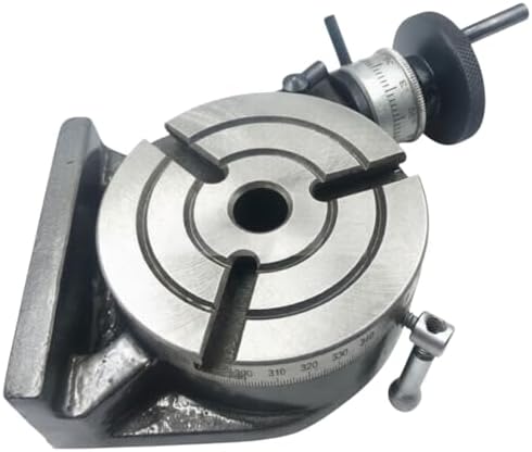 4 Inch (100mm) Rotary Table MT-2 Bore | Precision Milling & Lathe Rotary Table with 3 T-Slots | Manual Indexing