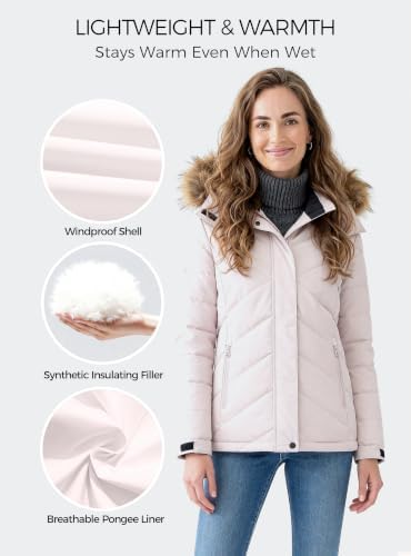 Wantdo Women's Waterproof Ski Jacket Warm Puffer Jackets Snow Winter Coat