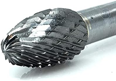 Benchmark Abrasives 6” Oval/Egg Shape Double Cut Tungsten Carbide Die Grinder Bits Metal Deburring Tool Rotary Burr, 1/4 Inch Shaft, Engraving Tool for Woodworking Shaping Carving (SE-3)