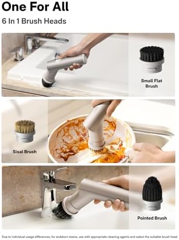 HOTO 9 Pcs Replacement Pads + HOTO Handheld Short-Handle Electric Spin Scrubber