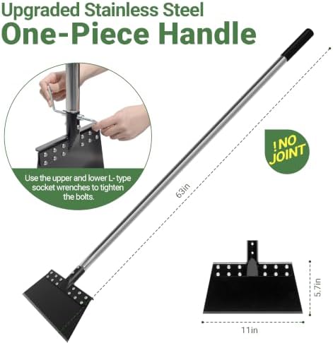 63 Inch One-Piece Handle Weed Scraper with 11in Spring Steel Blade