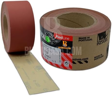 Indasa 2.75" PSA Sandpaper Roll - 27 Yard Rhynostick 400-Grit Long Continuous Roll, Self-Adhesive Stickyback Sand Paper for Woodworking, Automotive, Metal (Aluminum Oxide Plus Lubricant)
