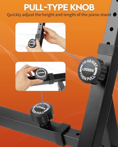 STRICH Piano Keyboard Stand & Bench Set, Z-Style Portable Heavy Duty Digital Piano Stand for 54-88 Key Electric Pianos & X-Style Adjustable Piano Bench, Chair, Black, SKT-02S & SPB-M10