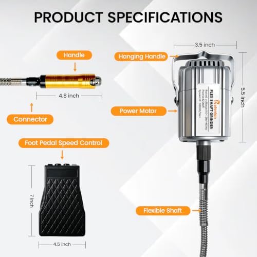 1200W Flex Shaft Rotary Tool with 46Pcs Accessories